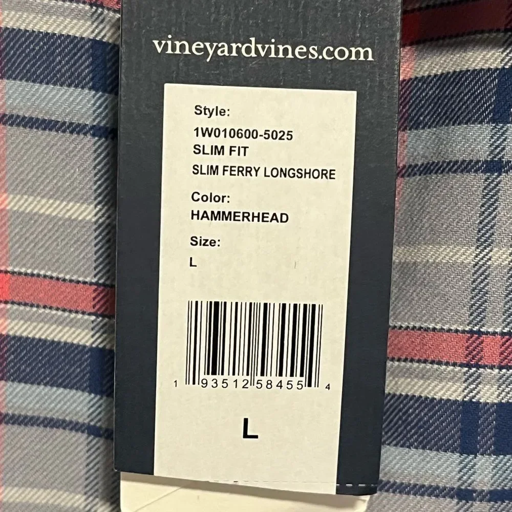 (Sold)VINEYARD VINES NWT Mens Slim Longshore Flannel Button Down Shirt, L - Picture 6 of 8